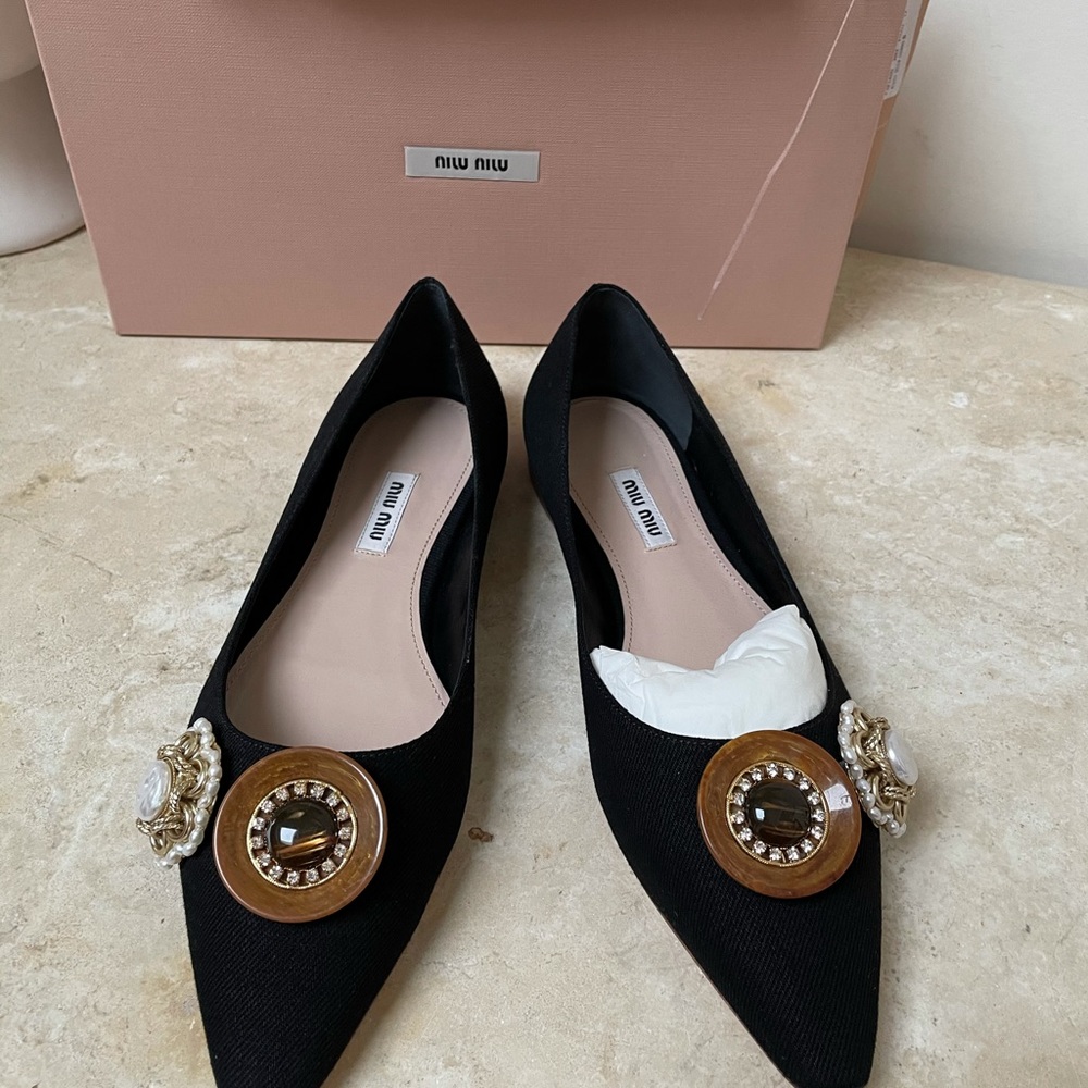 Authentic Miu Miu black denim flats size 40 NIB - Picture 16 of 16